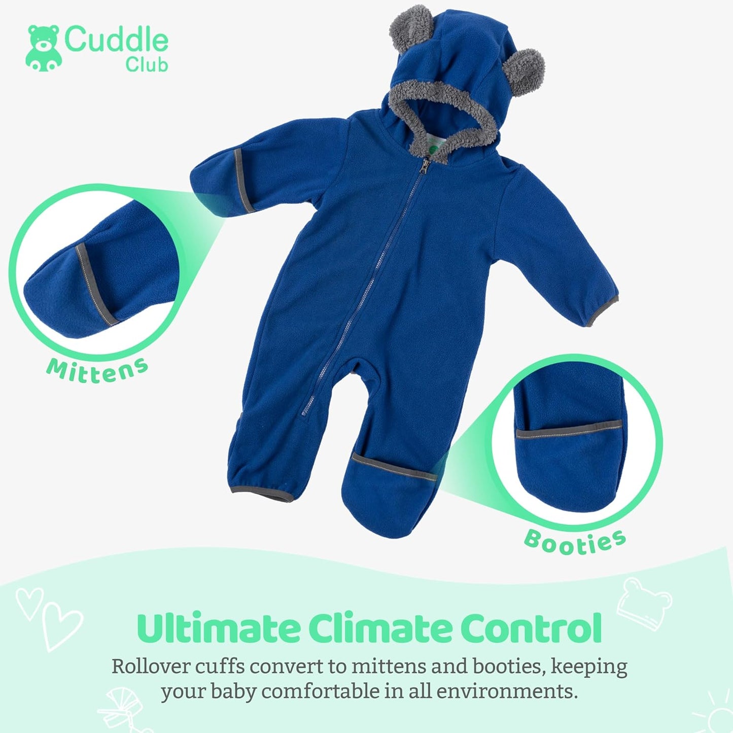 Fleece Baby Bunting Bodysuit – Infant Pajamas Kids Hooded Romper Outerwear Toddler Jacket