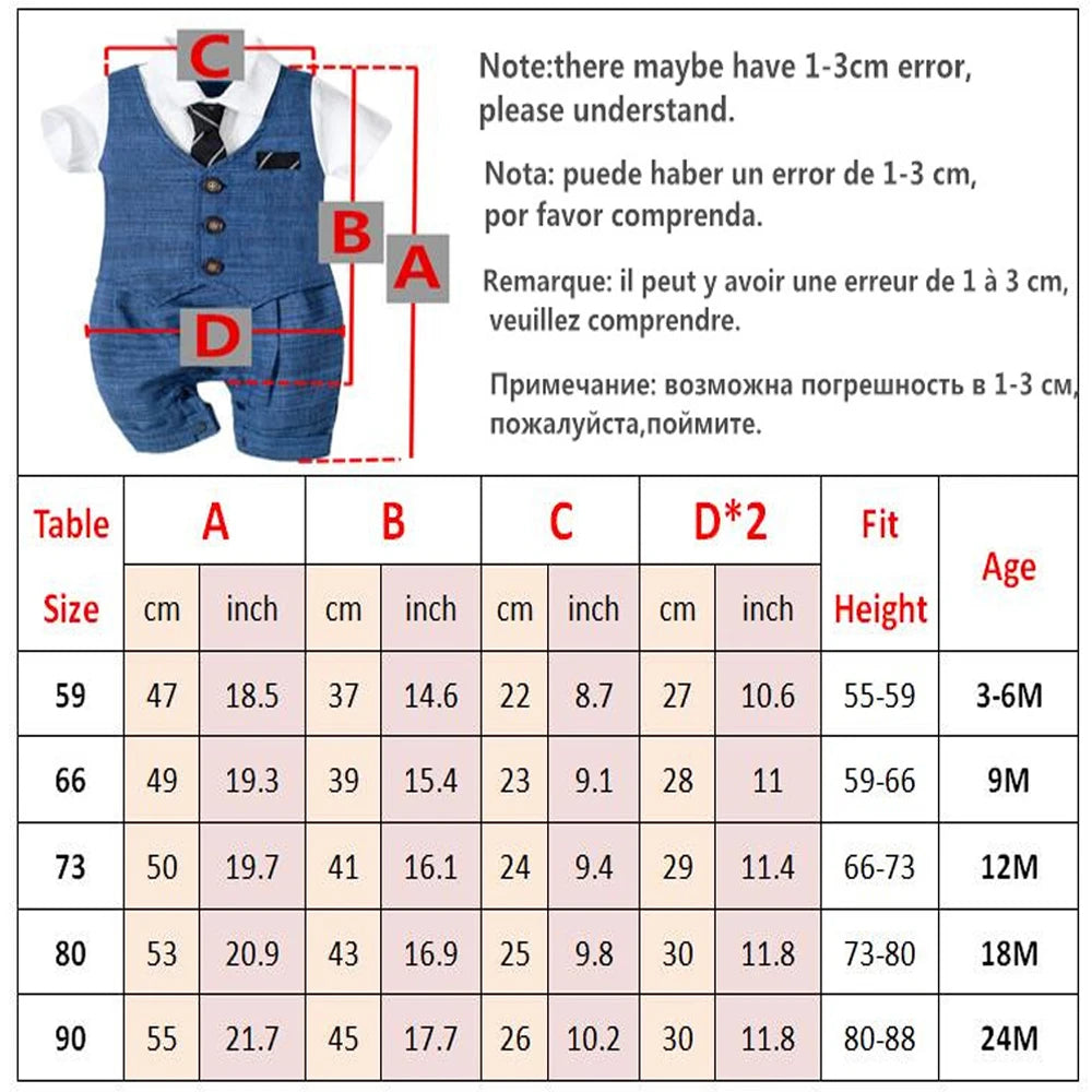 Summer Baby Romper Suit Newborn Boys Formal Clothing Cotton Children Hat + Jumpsuit + Shoes + Socks 4 Pieces Outfit Blue Costume