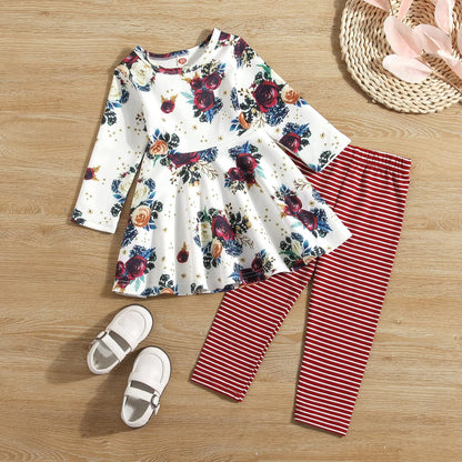 Toddler Baby Girls Floral Clothes Set Tunic Shirt Pants Princess Outfit Clothing