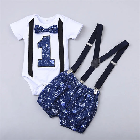 My First Birthday Boys Outfits for Baby Summer Newborn Clothes Baby Boy Sets Party Cake Smash Outfits for Kids Boy Suits