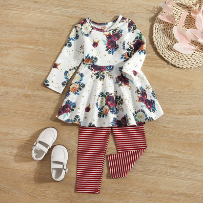 Toddler Baby Girls Floral Clothes Set Tunic Shirt Pants Princess Outfit Clothing