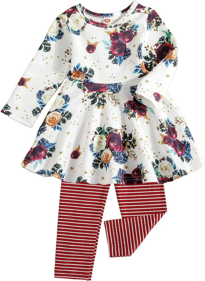 Toddler Baby Girls Floral Clothes Set Tunic Shirt Pants Princess Outfit Clothing