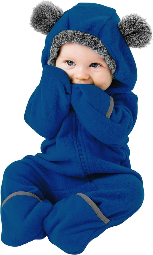 Fleece Baby Bunting Bodysuit – Infant Pajamas Kids Hooded Romper Outerwear Toddler Jacket