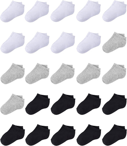 25 Pairs Toddler Ankle Socks Low Cut Kids Half Cushion Socks Low Rise Ankle Socks for Boys and Girls