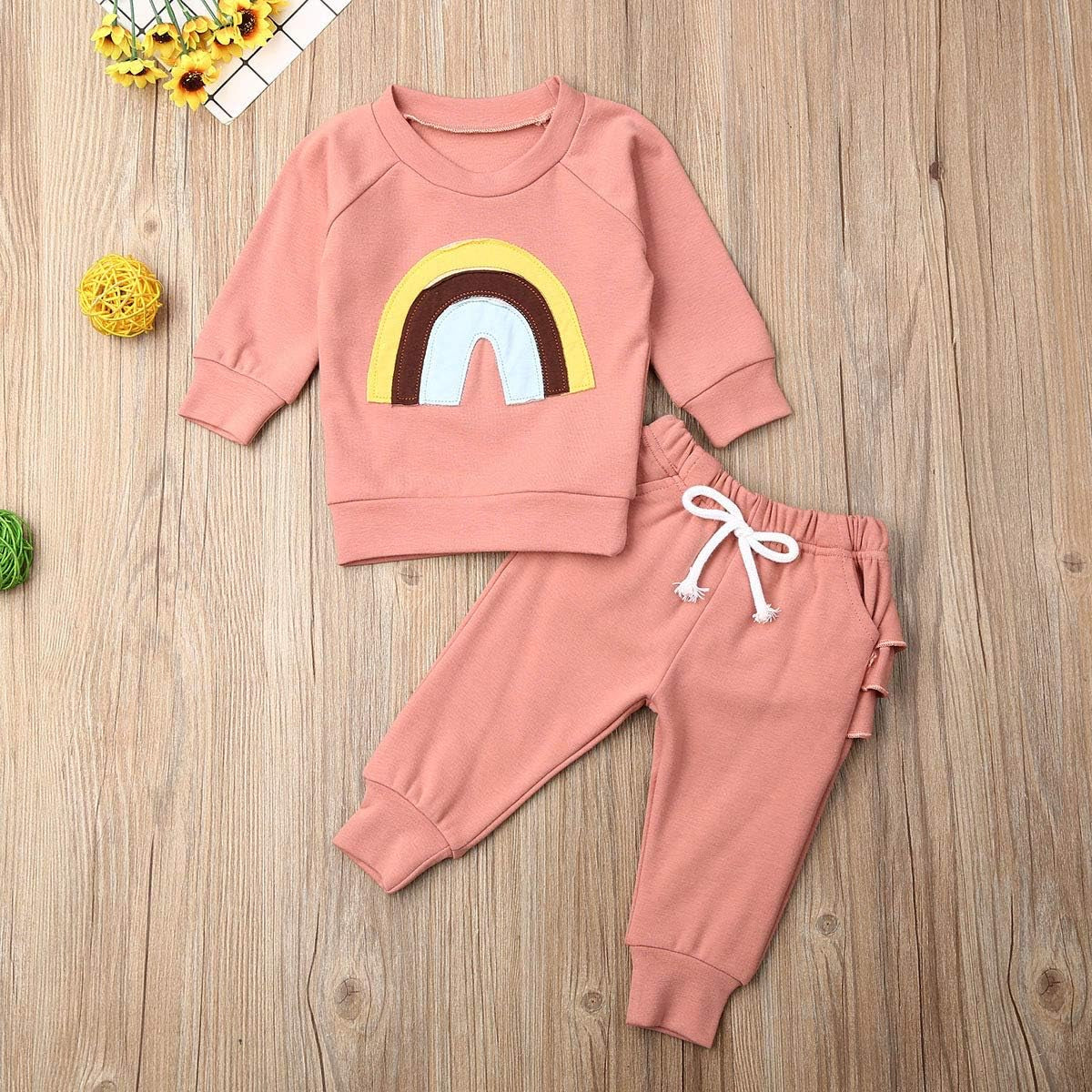 Newborn Baby Girls Clothes Cotton Suit Cute Baby Kid Infant Toddler Play Wear Fall Winter Rainbow Outfits